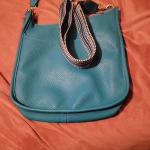 Teal Crossbody Bag Soft Faux Leather Guitar Strap